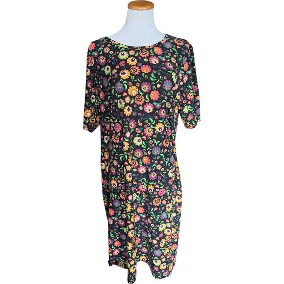 Womens Lularoe Floral Print Julia Super Soft Midi Bodycon Dress - Sz 3X XXL - Picture 1 of 2